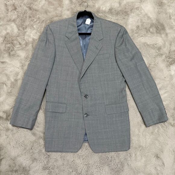 Vintage Hickey Freeman Collection Gray Wool Suit Jacket 39R Luxury Blazer Winter